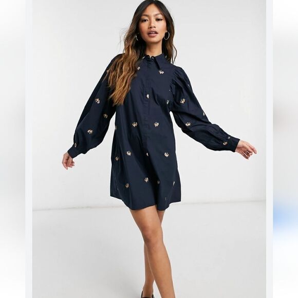 ASOS Dresses & Skirts - Y.A.S Embroidered Tunic Or Mini Dress with Balloon Sleeves Size S